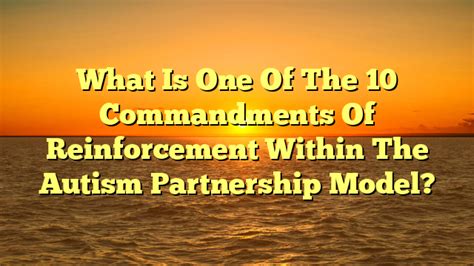 Hang out with me and my family and learn about us. . What is one of the ten commandments of reinforcement within the autism partnership model